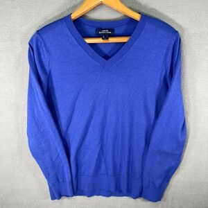 Lands' End Outfitters Mens Sweater V Neck Long Sleeve Blue Acrylic Blend Size L‎